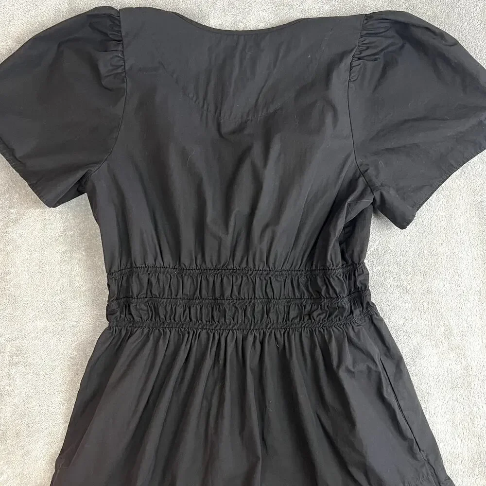 Anthropologie Somerset Mini Dress Womens L Black Tiered Boho Peasant - Picture 7 of 10